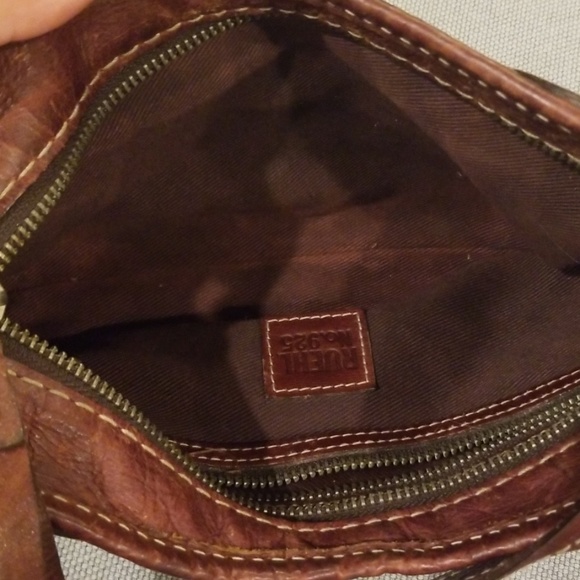 RUEHL Genuine Leather Brown Purse Handbag Shoulder Zip Button - Picture 6 of 8